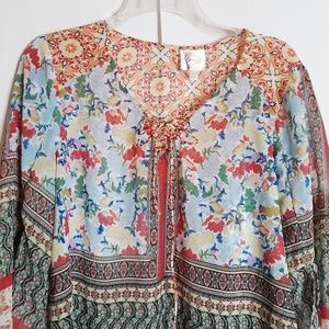 Fig & Flower Tops - Fig & Flower Sheer Boho Tunic Multi Sz M Fig & Flower Tops - Fig & Flower Sheer Boho Tunic Multi Sz M